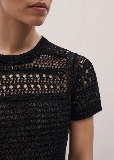 Me+em Linear Knit Straight Baby Tee Black In Multi