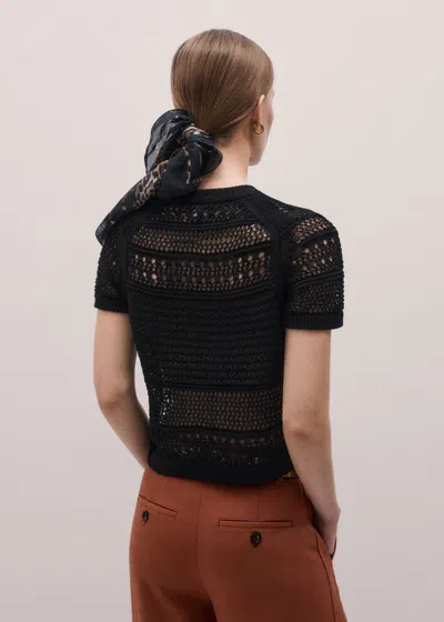 Me+em Linear Knit Straight Baby Tee Black In Multi