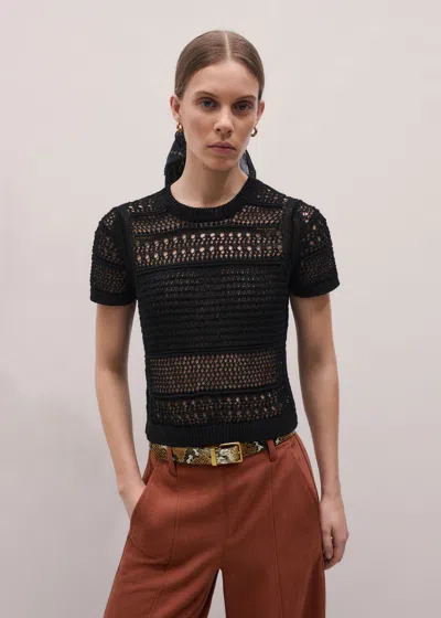 Me+em Linear Knit Straight Baby Tee Black In Multi