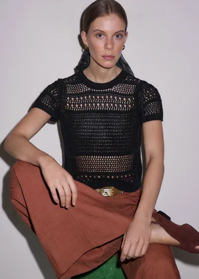 Me+em Linear Knit Straight Baby Tee Black In Multi