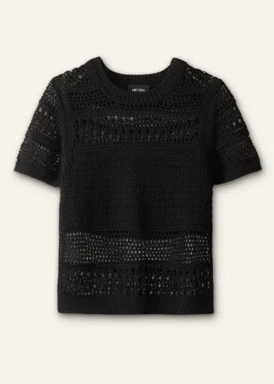 Me+em Linear Knit Straight Baby Tee Black In Multi