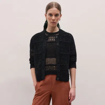 Me+em Linear Knit Straight Baby Tee Black In Multi