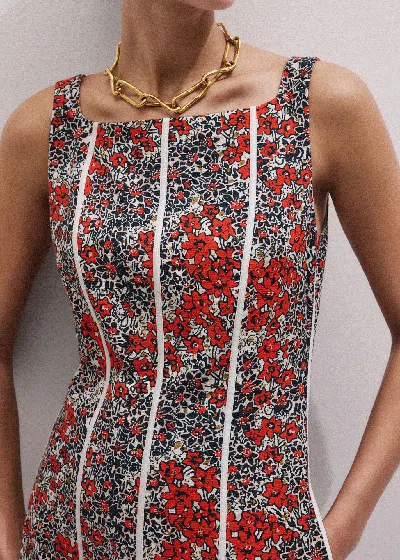 Me+em Cotton Collaged Meadow Print Maxi Dress Orange-multi