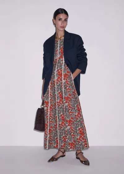 Me+em Cotton Collaged Meadow Print Maxi Dress Orange-multi