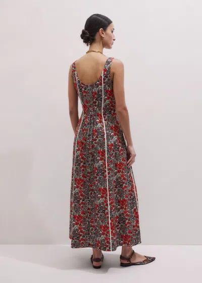 Me+em Cotton Collaged Meadow Print Maxi Dress Orange-multi