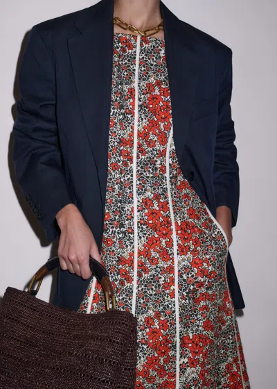Me+em Cotton Collaged Meadow Print Maxi Dress Orange-multi