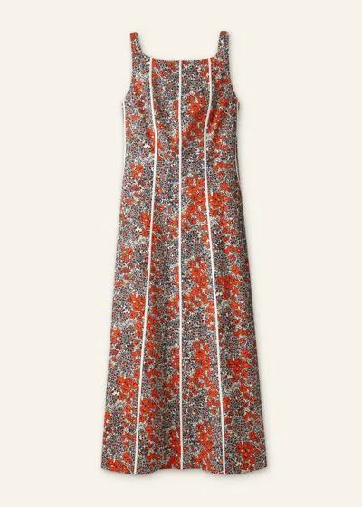 Me+em Cotton Collaged Meadow Print Maxi Dress Orange-multi