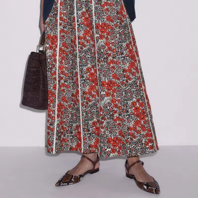 Me+em Cotton Collaged Meadow Print Maxi Dress Orange-multi