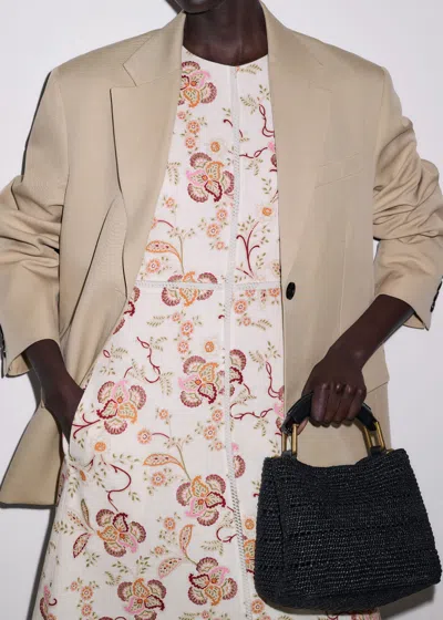 Me+em Creaseless Linen Ornate Floral Paisley Print Maxi Dress Light Cream-multi In White