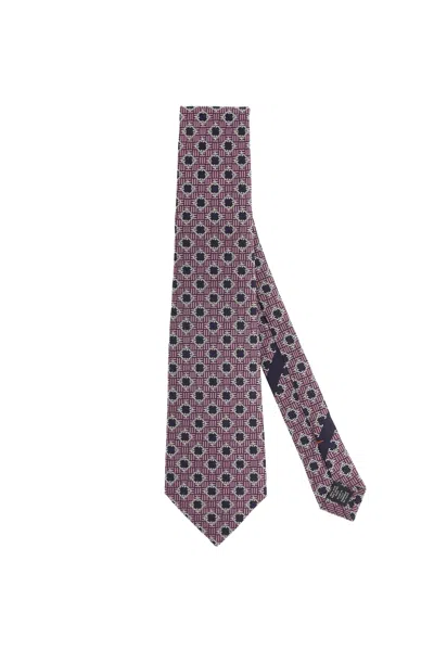 Zegna Geometric Pattern Ties Standard Width Design In Gray