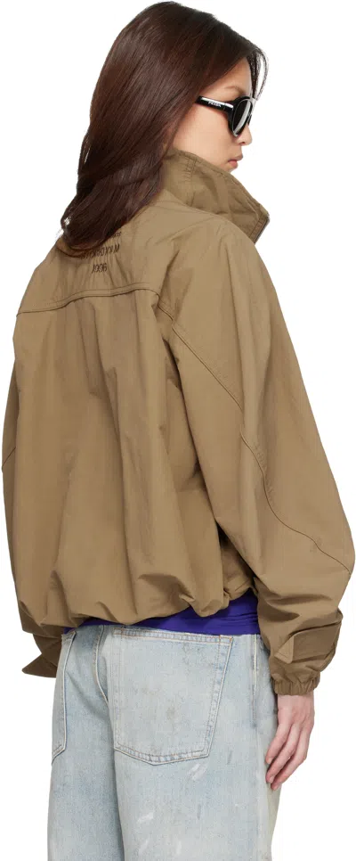 Acne Studios Tan Nylon Logo Jacket In Brown