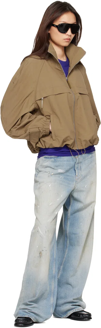 Acne Studios Tan Nylon Logo Jacket In Brown