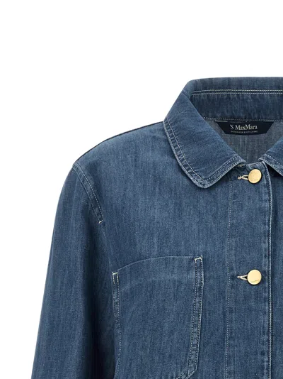 Max Mara Denim Regular Solid Shirt In Blue