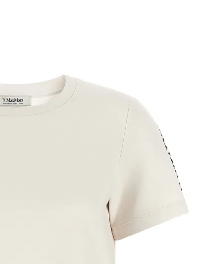 Max Mara Beige Solid Crew Neck T-shirt In Multi
