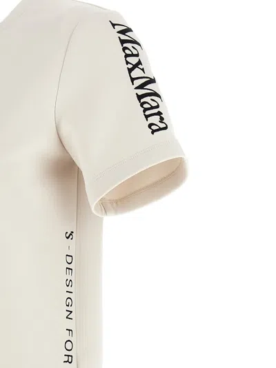 Max Mara Beige Solid Crew Neck T-shirt In Multi