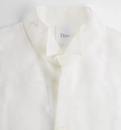Dior Embroidered Sheer Blouse In White