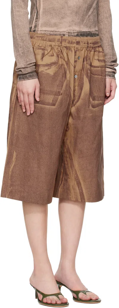 Acne Studios Tan Printed Shorts In Brown
