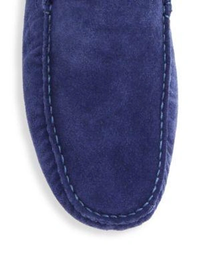 Shop A. Testoni' Suede House Slippers In Navy