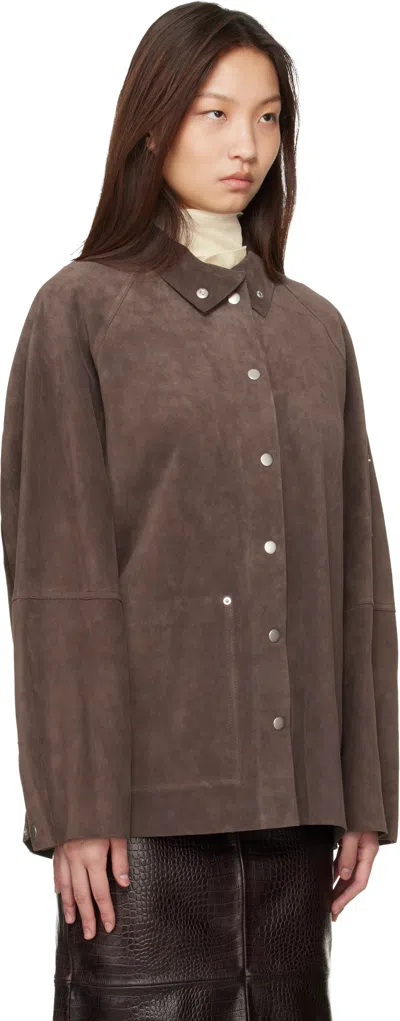 Studio Nicholson Brown Dash Suede Jacket In Brown