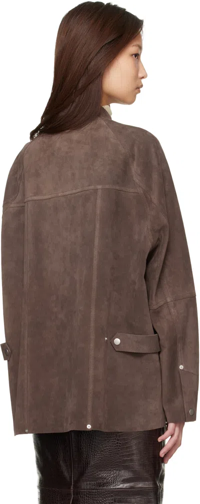 Studio Nicholson Brown Dash Suede Jacket In Brown