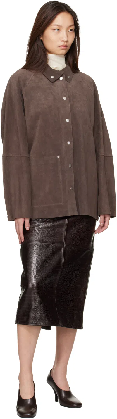 Studio Nicholson Brown Dash Suede Jacket In Brown