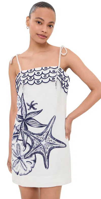 Farm Rio Coast Stars Off-white Mini Dress Coast Stars Off-white In Multi