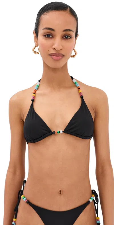 Staud Lido Embellished Triangle Bikini Top In Black