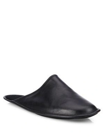 Shop A. Testoni' Nero Open Back Lux   Leather Slippers