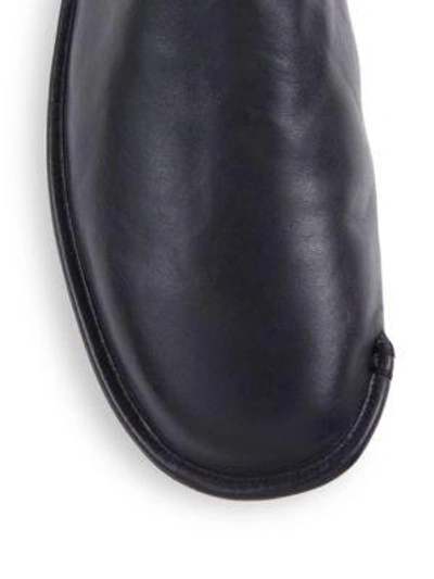 Shop A. Testoni' Nero Open Back Lux   Leather Slippers