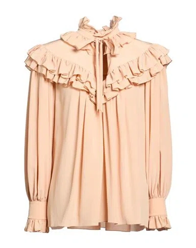 Chloé Women Sand Brown Oversized Ruffle Top In Pink