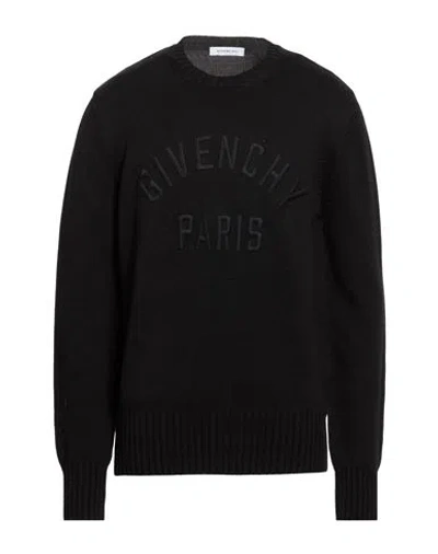 Givenchy Black Crew Neck Sweater With Logo Lettering On The Front In Cotton Man In Blue