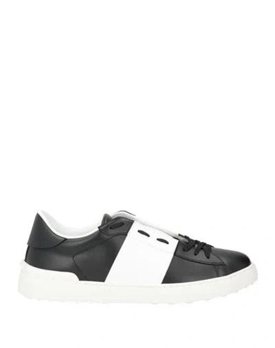Valentino Garavani Open Leather Sneakers With Contrast Band And Stud Details Shoes In Black