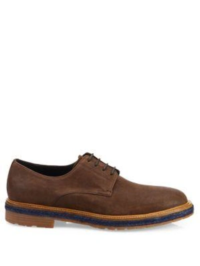 Shop A. Testoni Phenice Leather Derby Shoes In Caramel