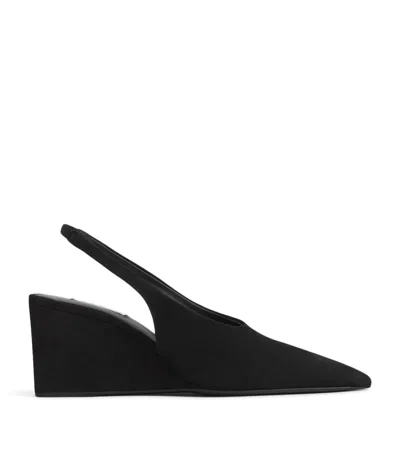 Alaïa Women Black Suede Wedges, 8.5 Luxury Wedges For Women Darveys