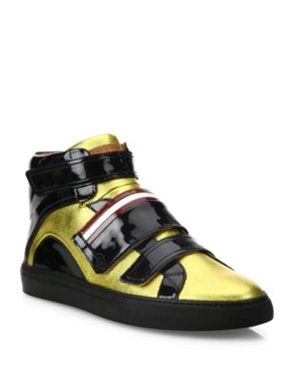 Bally Herick Sheep Leather High-top Trainers In Gold