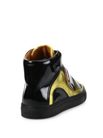 Shop Bally Herick Sheep Leather High-top Sneakers In Gold