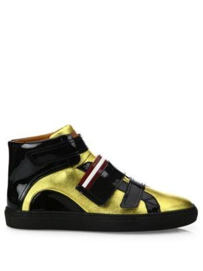 Shop Bally Herick Sheep Leather High-top Trainers In Gold