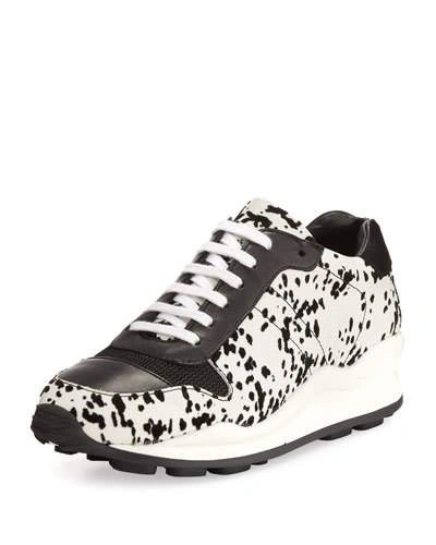Opening Ceremony Flocked Low-top Sneaker, White/black