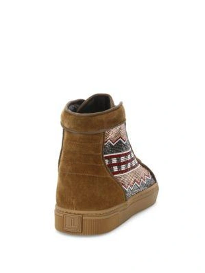 Shop Louis Leeman Leather High-top Trainers In Camel Multicolor