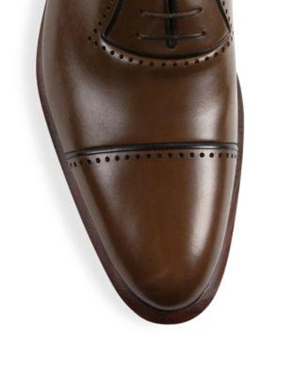 Shop A. Testoni' Perforated Leather Derby Shoes In Coffee