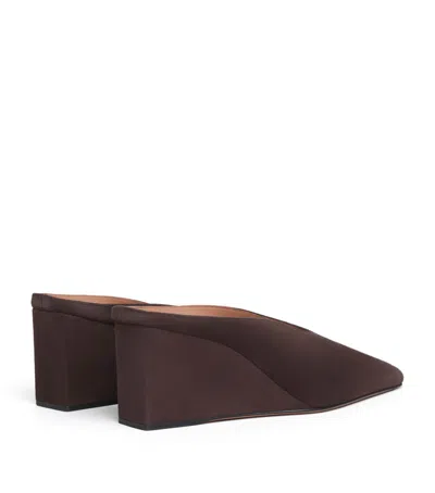 Alaïa Suede Cube Wedge Mules In Brown