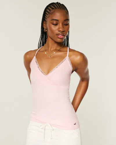 Hollister Wrap Lace Trim Layering Cami In Pink