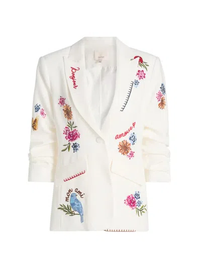 Cinq À Sept Cinq A Sept Celeste Vine Scrunched Cheyenne Blazer In White