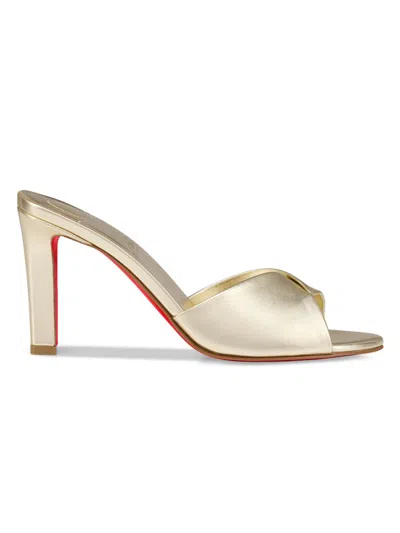 Christian Louboutin 85mm Fanny Metallic Leather Slide Sandals In Gold
