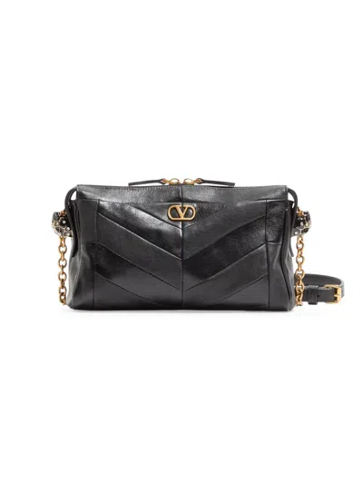 Valentino Garavani Panthea Small Shoulder In Nappa Leather With Chevron Pattern Bags In Black