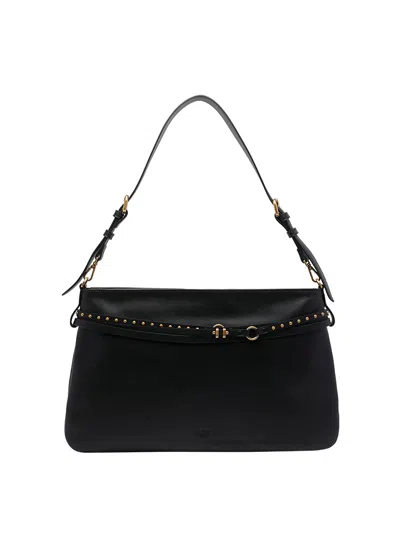 Pinko Mini Structured Studded Shoulder Bag In Black