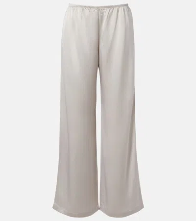 Leset Barb Satin Wide-leg Pants In White