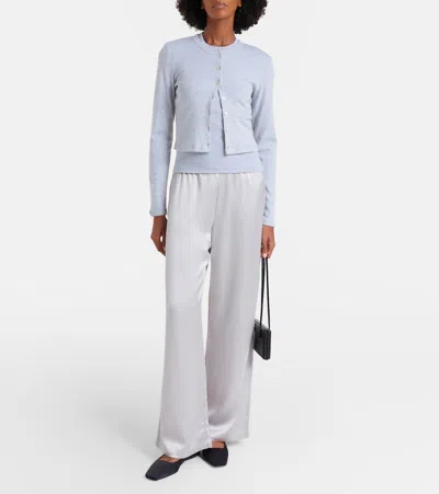 Leset Barb Satin Wide-leg Pants In White