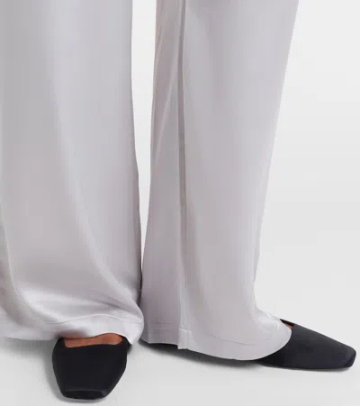Leset Barb Satin Wide-leg Pants In White