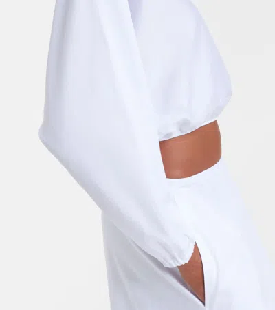 Leset Yoko Cropped Gathered Cotton-poplin Top In White